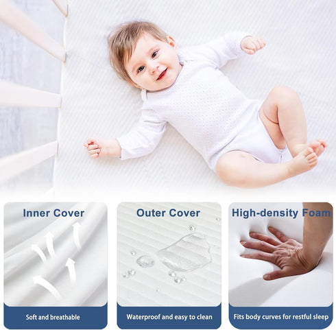 Pack 38" 26" 1.25", Pack and Play Mattress x x Soft Breathable Playard & N Play Mattresses with Washable Waterproof