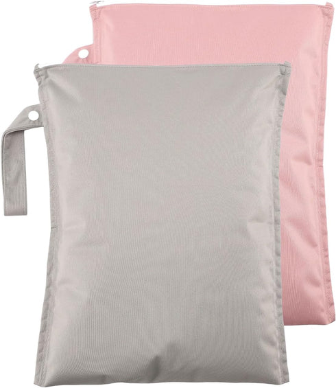 Wet Dry Bag 2 Pack, Waterproof Travel Bag for Baby Cloth Diapers,