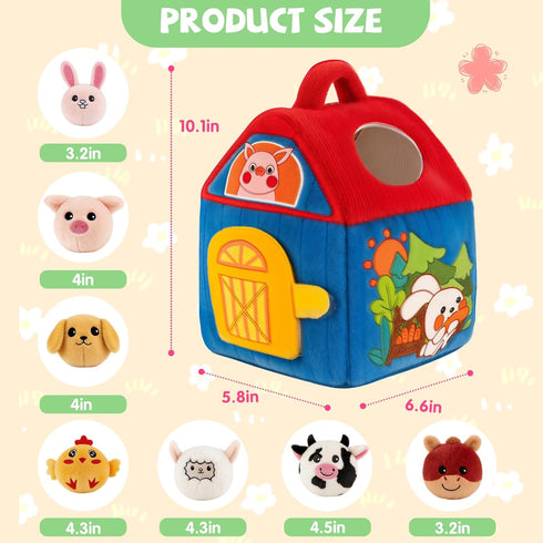 6-12 1-3, SAIMAND Baby Toys Months, Barn with Stuffed Farm Animals, Montessori Toy for Babies, Sensory Toys