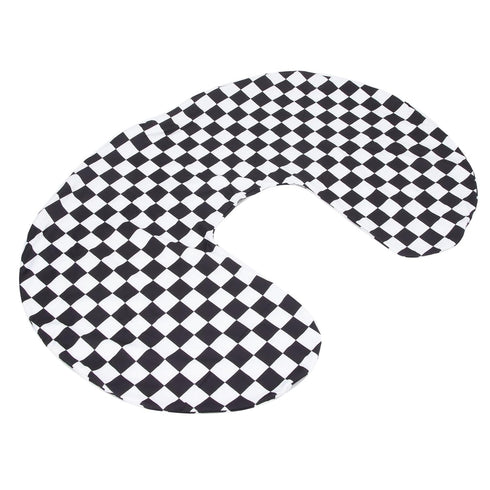 U-Shaped Nursing Pillow Cover - Black and White Checkered, Soft & Washable
