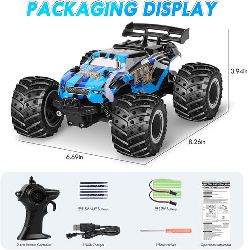 2.4Ghz 20 2 Remote Control Car, Remote Control Truck, All Terrain Off-Road Monster Truck, KM/H Rc Cars with LED