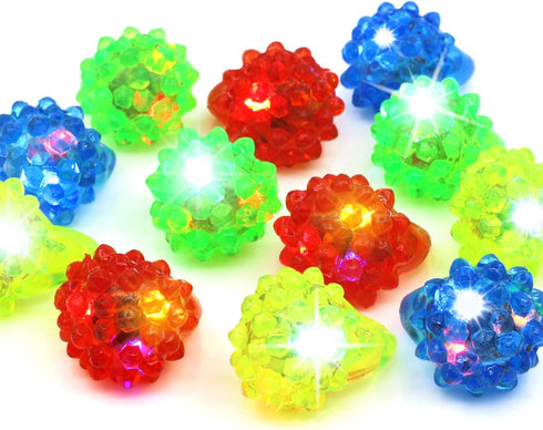 12Pcs Novelty Place Flashing LED Jelly Rings Fun Glow in the Dark Light Up Toy Rings for Kids, Party Favors, Birthday