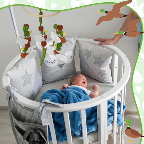 Sonwyoung Mallard Duck Baby Mobile for Crib Nursery Felt Wooden Wild Mallard Duck Hanging Decor for Infant Mobile Crib