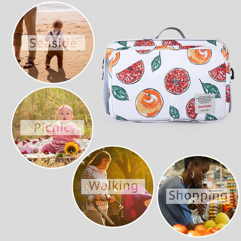 Non-Slip Stroller Organizer Bag for Diapers with Insulated Pocket, Hooks, Adjustable Strap, Universal Fit for Most