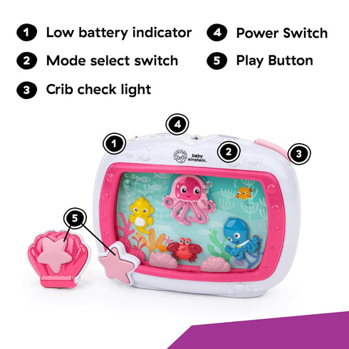 Pink Sea Dreams Soother: Musical Crib Toy & Sound Machine for Newborns