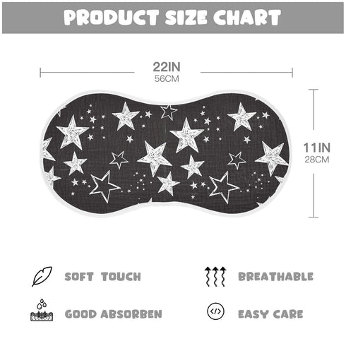 Muslin Baby Burp Cloths, Star Black and White Muslin Bibs, Comfy Soft Absorbent for Newborn Boys and Girls (1 Piece, 22