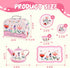 Set 3-6, 15-Piece Set Floral Tea Party for Little Girls Ages Pretend Play Kitchen Toys with Teapot, Cups, Plates