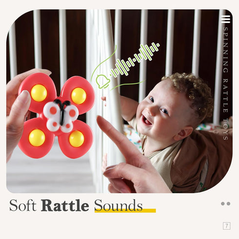 ALASOU 3PCS Suction Cup Spinner Toys for 1 Year Old - Spinning Tops Bath Toys for Kids Ages 1-3