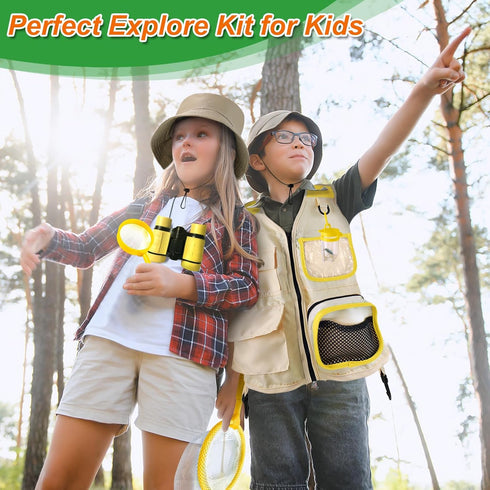 Kids Explore Kit & Bug Catcher Kit - Outdoor Exploration Set with Safari Vest & Hat, Ideal Camping Toys