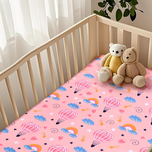 52" 28" Baby Fitted Crib Sheet Soft Microfiber x Crib Mattress Sheet for Girls Breathable Baby Bedding with Hot Air