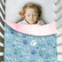 Personalized Baby Blankets for Boys Girls Custom Light Blue Baby Girl Blanket with Cute Puppy Paw Print Design, Soft