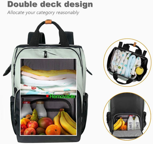 Backpack,Large Pack Black(US7340-GB) Hap Tim Diaper Bag Capacity Travel Back Maternity Baby Nappy Changing Bags, Double