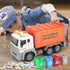 12" 4 Garbage Truck Toys Trash Truck Dump Truck with Garbage Cans, Friction Powered Truck with Sound and Light,Push