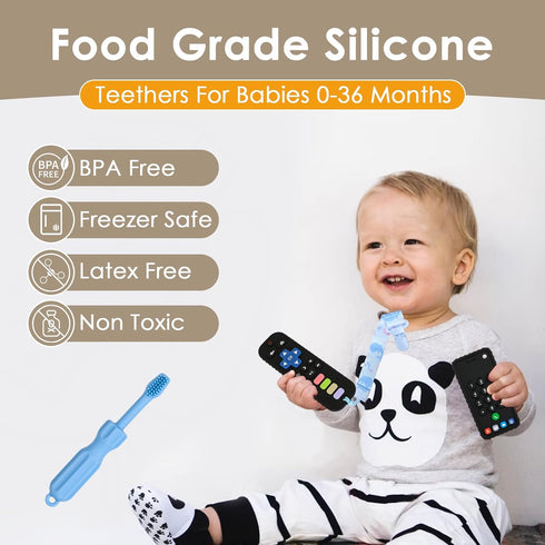 Baby Teething Toys, Remote Control Shape Teether, Cell Phone Chew Toy for Babies 3-24 Months, BPA Free