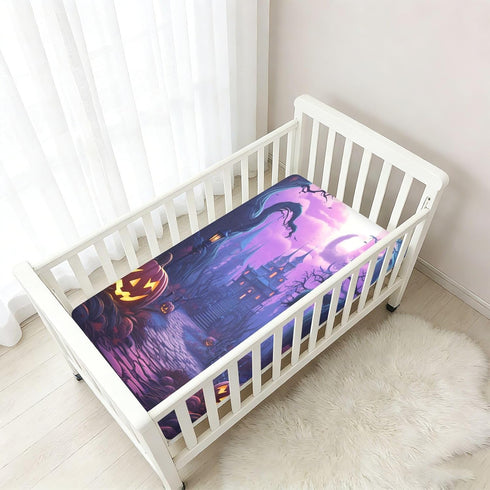 Bseiialft 52 28 Halloween Pumpkins Moon Crib Sheets for Boys Girls Soft and Breathable Cotton Baby Sheets for Standard