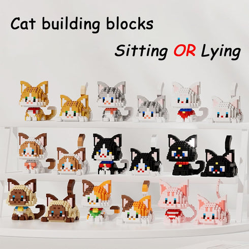 Myweyde 381Pcs) Cow Cat Building Blocks - Mini Orange, Ragdoll, Tricolor, White, and Lucky Black Micro Bricks (Ragdoll