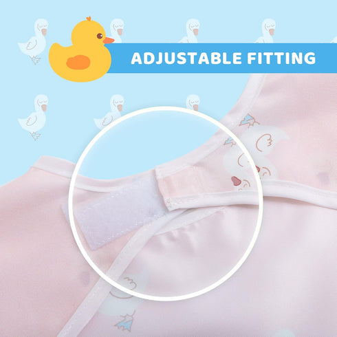 Little Dimsum Baby Bib with Pocket, Waterproof Toddler Bibs for Boys and Girls, Pack of 2 Colors