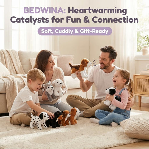 (Pack 12) 6 Inches Bedwina Plush Puppy Dogs - of Tall Small Stuffed Animals Bulk Assorted Puppies and Cute Stuffed