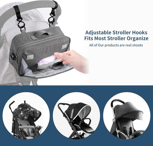 TRENDPLAY Small Diaper Bag, Stroller Organizer Caddy with Insulated Pocket and Adjustable Shoulder Strap