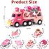 2 3 7-in-1 2-4, Toddler Girl Truck Toys for Year Old Girl Birthday Gifts, Pink Princess Car Transport Carrier Trucks