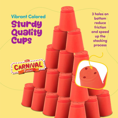 Set 24 18 Gamie Stacking Cups Game for Kids - Includes Cups, Fun Challenging Cards, and Water Timer - Family Games