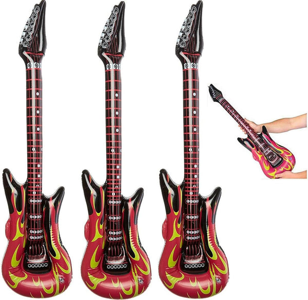 Zugar Land Red Hot Fiery Flame Rock Inflatable Guitar (3 Pack) Rock