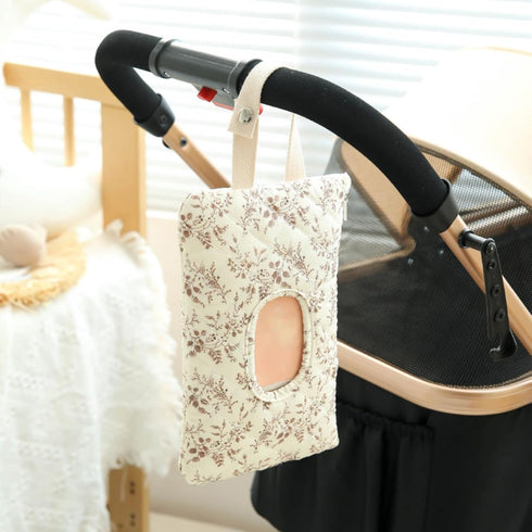 Mommy HIBEAR Quilted Diaper Wipe Pouch Portable Bag Refillable Floral Baby Wipe Holder for Travel Stroller Daily Casual