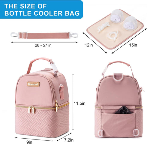 Docami Pack 6 9 Breastmilk Cooler Bag with Ice & Mat Fit Bottles Up to Ounce, Breast Milk Pump Cooler Bag for Moms