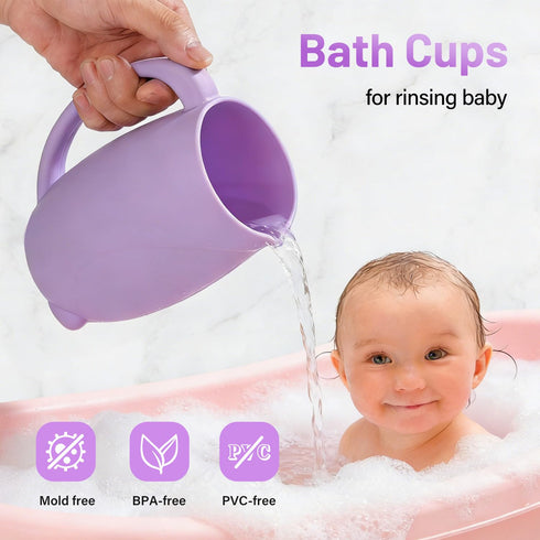 mandoo Baby Bath Rinse Cup Shampoo & Body Washing Rinser Cup for Kids with Easy Grip Handle to Rinse Baby Shower - Baby
