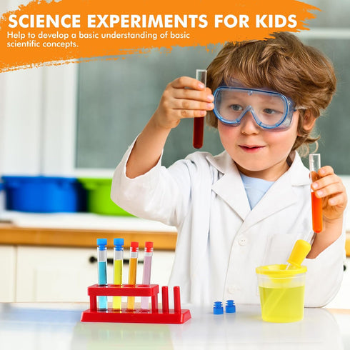 Color Science Test Tubes, Plastic Lab Tubes with Caps for Kids Science Experiments Ages 4-8