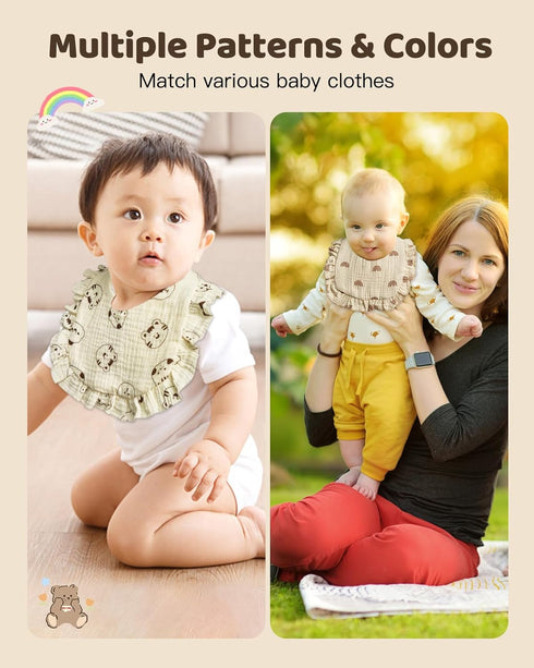 Lictin Muslin Baby Drool Bibs - 8 Pack Cotton Bandana Bibs, Unisex