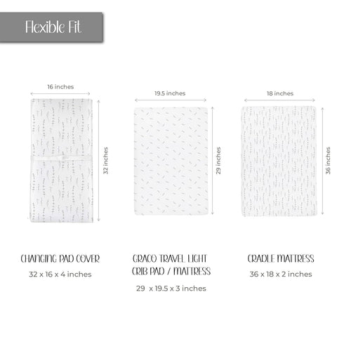 Pack Set Changing Pad Cover and n Play Sheet Bundle (Forest Grey Leaf Collection)