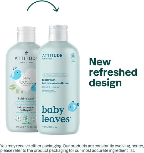 16 Oz ATTITUDE Bubble Body Wash for Baby, EWG Verified, Dermatologically Tested, Plant and Mineral-Based, Vegan, Good