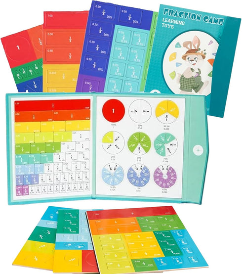 Montessori Magnetic Book Fraction Puzzle - Educational Math Manipulatives for Elementary School, Magnetic Fraction