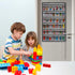 Toy Car Storage Organizer with 42 Clear Pockets for Hanging Matchbox Cars Display Case (One Side-Grey)