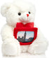 HollyHOME Teddy Bear Stuffed Animal Plush Bear - 12 Inches White with Red Bow - Christmas Valentine's Day Gift