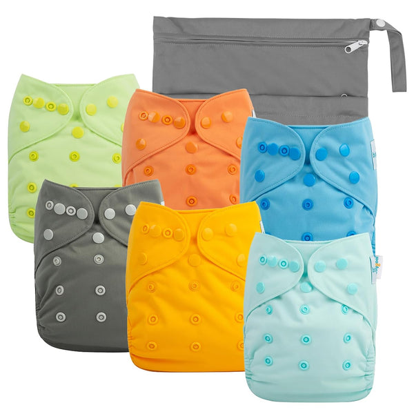 babygoal Cloth Diaper Covers 6 Pack with Wet Bag for Fitted Diapers
