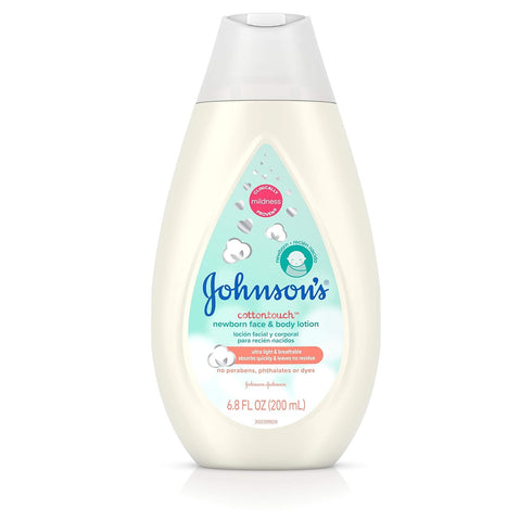 Johnson's Cotton Touch Newborn Baby Face and Body Lotion, Made with Real Cotton,
