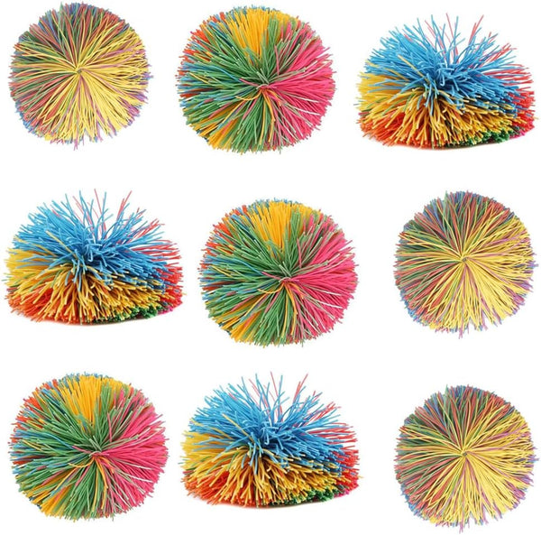 Estimable 16 PCS Sensory Fidget Stringy Balls, Multicolor Soft Rubber Bouncy Stress Balls,