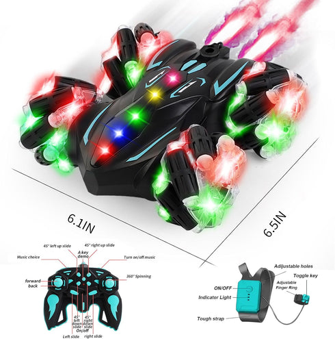 Car,360 Age6-8 8-12 Upgraded Gesture Sensing RC Stunt Spins Double-Sided Hand Controlled RC car Spray Watch Remote