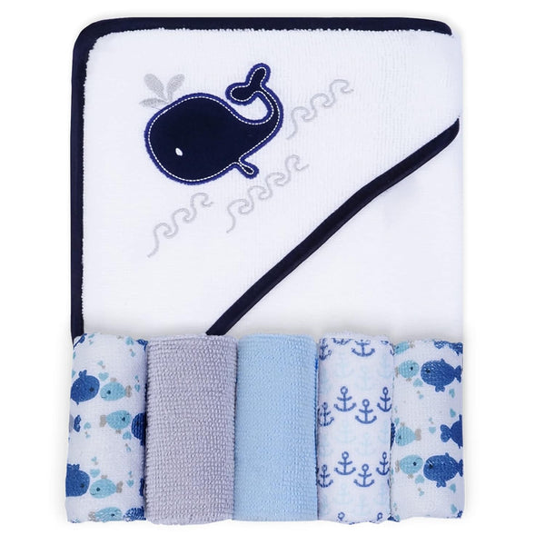 Viviland Baby Towels and Washcloths, Soft Absorbent Baby Boy Bath Towel Set,
