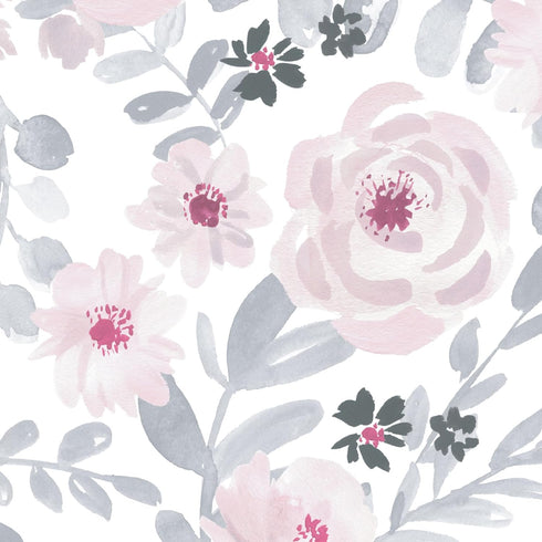 Bedtime Originals Blossom Mini Crib Sheet - Floral, Pink, Gray, White