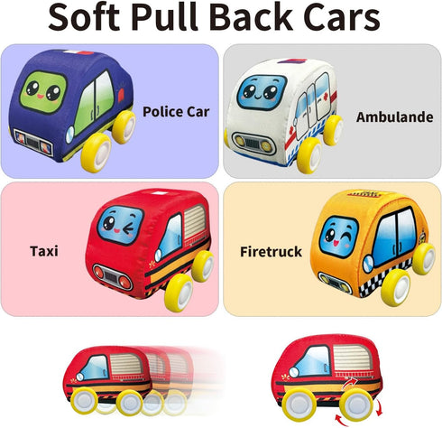 oeleoyi 1 3 Soft Cars Toys with Voiced Playmat for One Year Old Toddler, Birthday Gifts for Infant to Years Boys