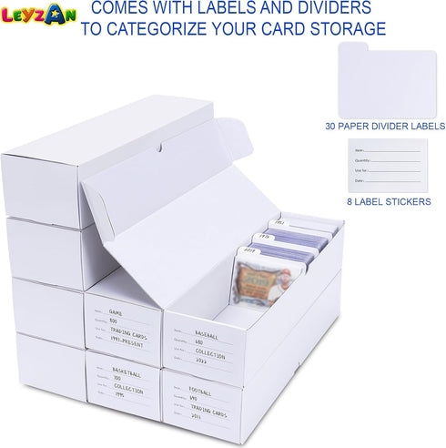 Trading-Card Storage Box, 8-Pack 1000 Count Corrugated Cardboard with Dividers for TCG/Magic Storage