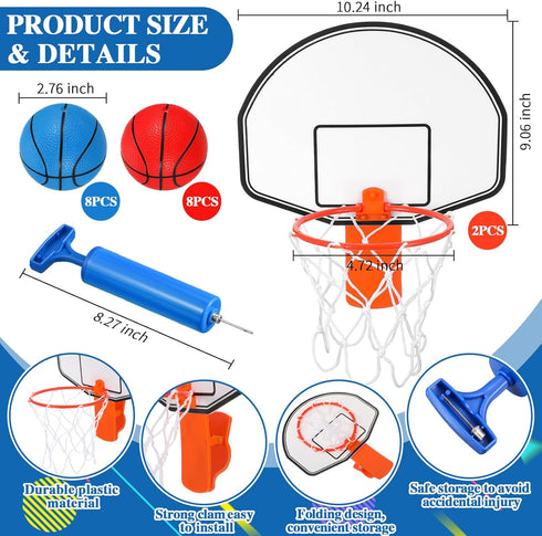 Meooeck 19 Pieces Trash Can Basketball Set - Clip on Hoop with Backboard & Mini Basketballs for Home