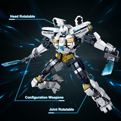 Ice Warrior Mech Building Set, City Protector Battle Model for Adults Boys 8+, Creative Action Robot Gifts (561 Pcs)