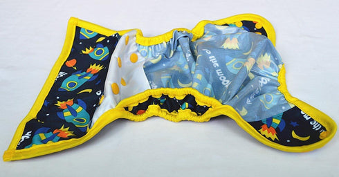 Gusset One Size Cloth Diaper Cover Snap with Double (Rocket)
