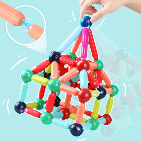 BAKAM Magnetic Building Blocks for Kids Ages 4-8, STEM Toys with Large Magnetic Sticks and Balls Game Set (42PCS)