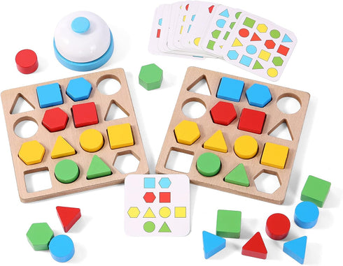 Wooden Puzzles Shape Color Matching Board Games for Preschool Educational Montessori Toys for Kids Ages 3-6