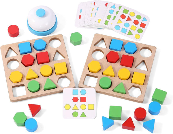 Wooden Puzzles Shape Color Matching Board Games for Preschool Educational Montessori Toys for Kids Ages 3-6